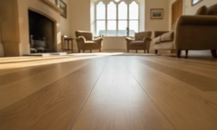 Parquet ancien en bois massif rénové et vitrifié dans un salon lumineux